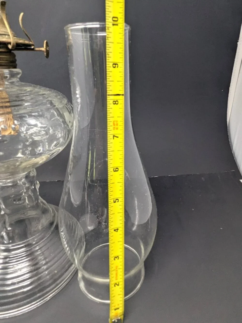 Vintage EAPG Pressed Glass Oil Lamp Kerosene Hurricane Chimney Beehive Manhattan